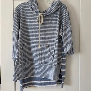 Blue and white pullover